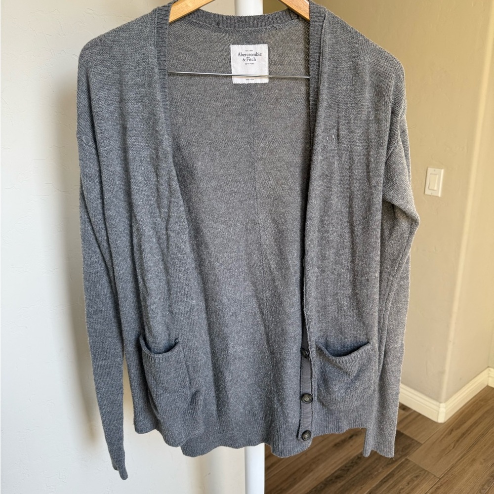 Abercrombie And Fit Gray Cardigan With Buttons Medium